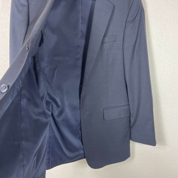 Jos A Bank Blazer Suit Jacket 40L Traveler's Collection Tailored Fit Navy Plaid - Picture 5 of 9